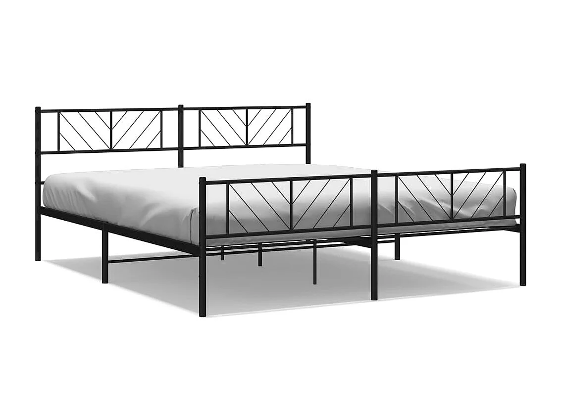 Lit double | Lit adulte | Cadre de lit métal avec pied de lit noir 200x200cm