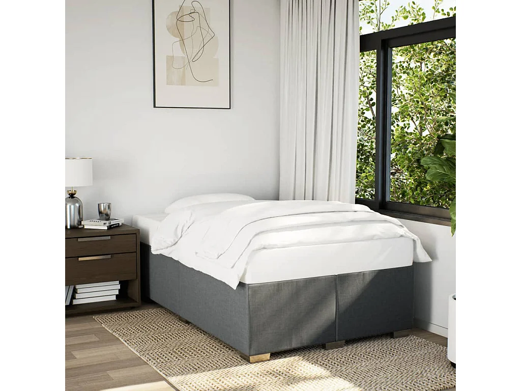 Lit simple | Lit adulte, enfant | Cadre de lit gris foncé 120x190 cm tissu