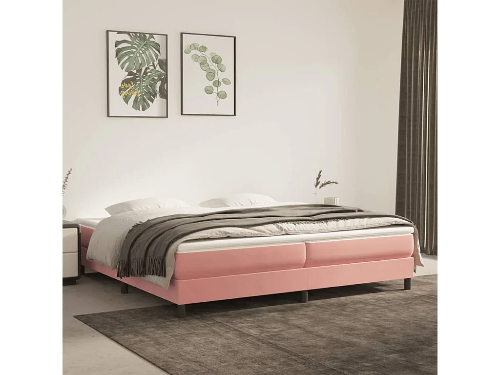 Lit double | Lit adulte | Cadre de lit rose 200x200 cm velours