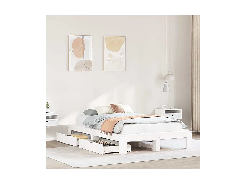 Letto per adulti | Letto singolo | Giroletto senza Materasso Bianco 120x200 cm Legno Massello Pino