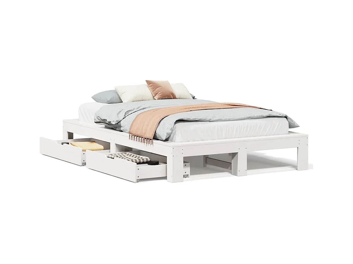 Letto per adulti | Letto singolo | Giroletto senza Materasso Bianco 120x200 cm Legno Massello Pino