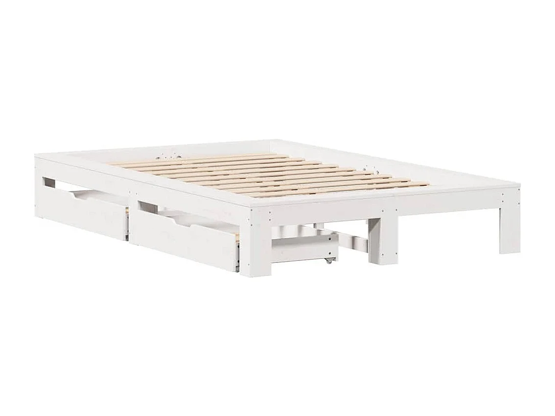 Lit simple | Lit adulte, enfant | Cadre de lit blanc 120x200 cm bois de pin massif