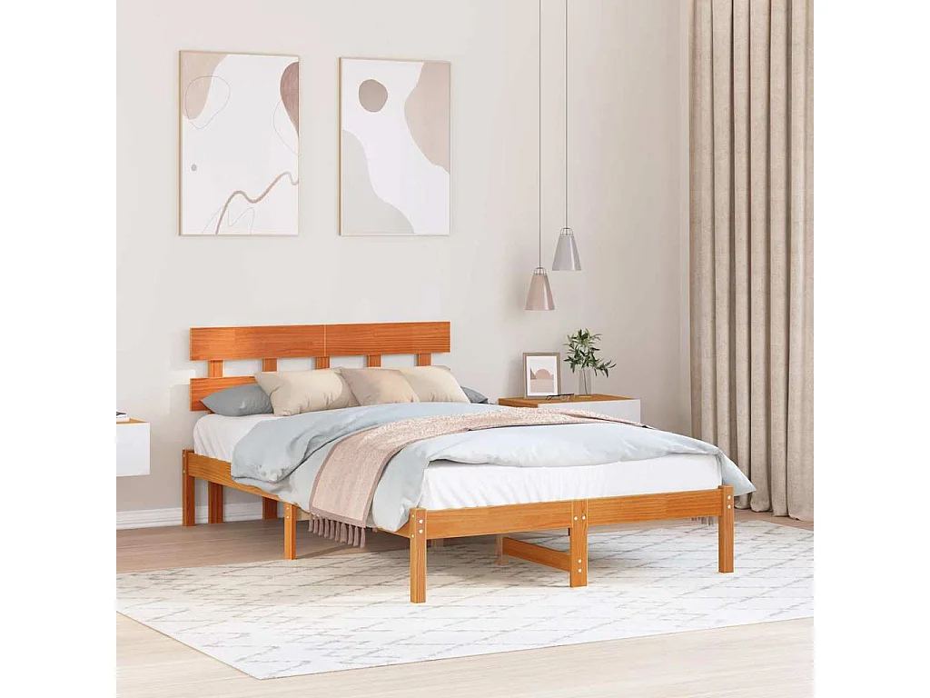 Lit simple | Lit adulte, enfant | Cadre de lit Marron 120x190 cm Bois de pin massif