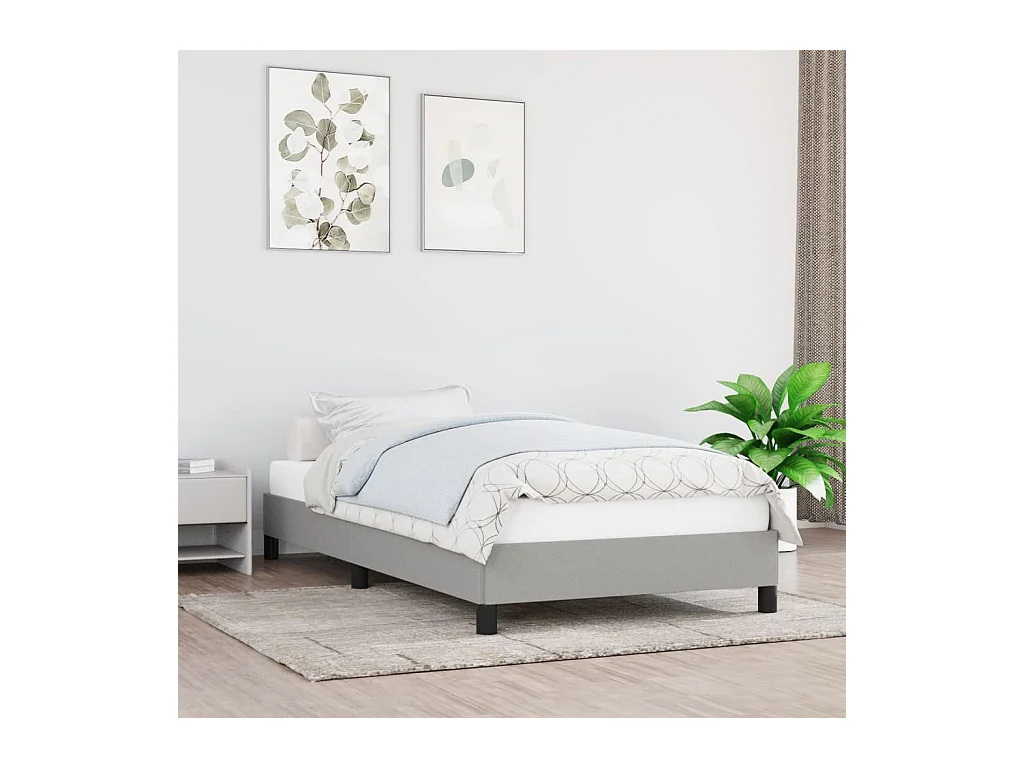 Lit simple | Lit adulte, enfant | Cadre de lit gris clair 90x200 cm tissu