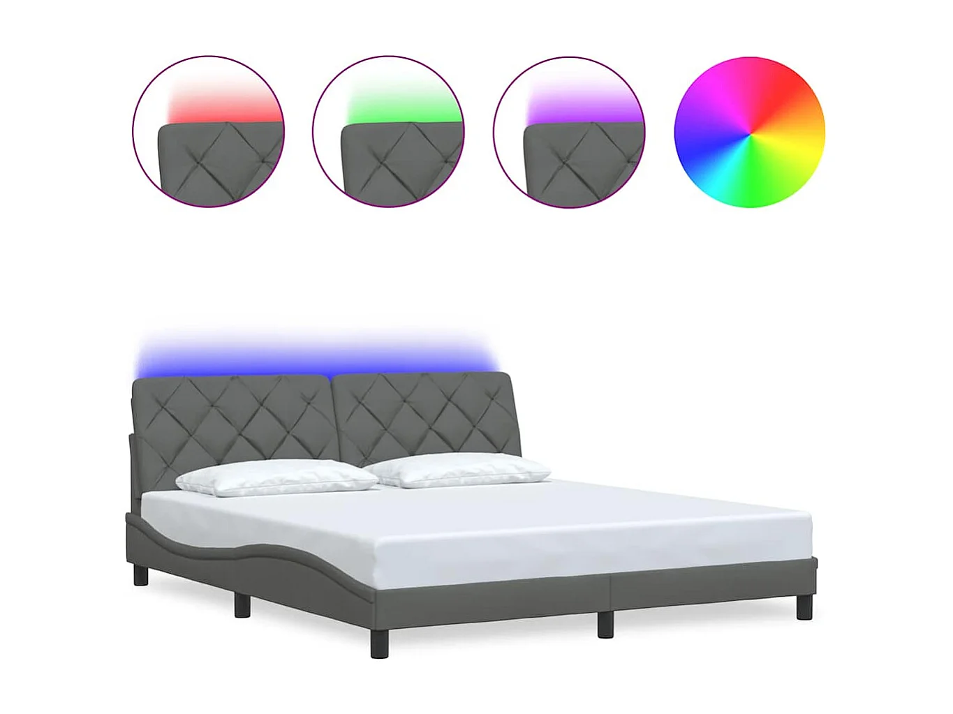 Letto per adulti | Letto matrimoniale | Giroletto con LED senza Materasso 180x200 cm Tessuto