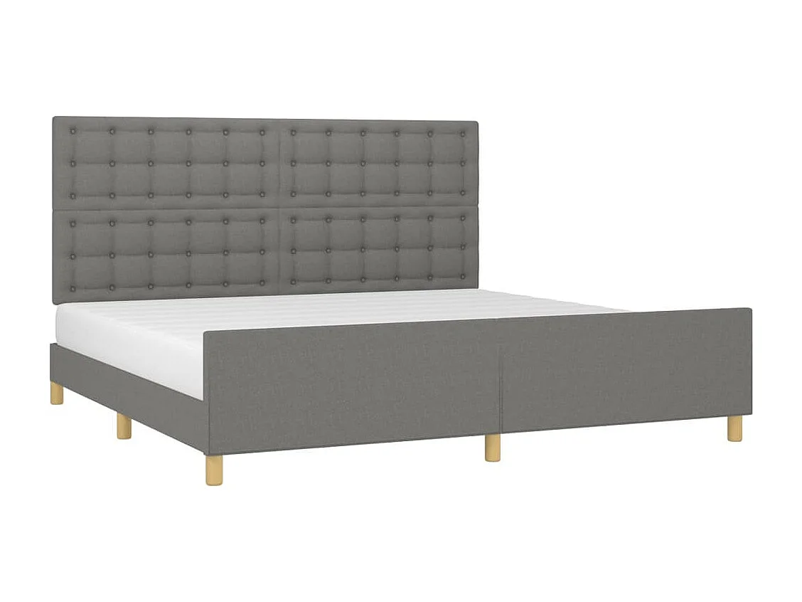 Lit double | Lit adulte | Cadre de lit gris foncé 200x200 cm tissu