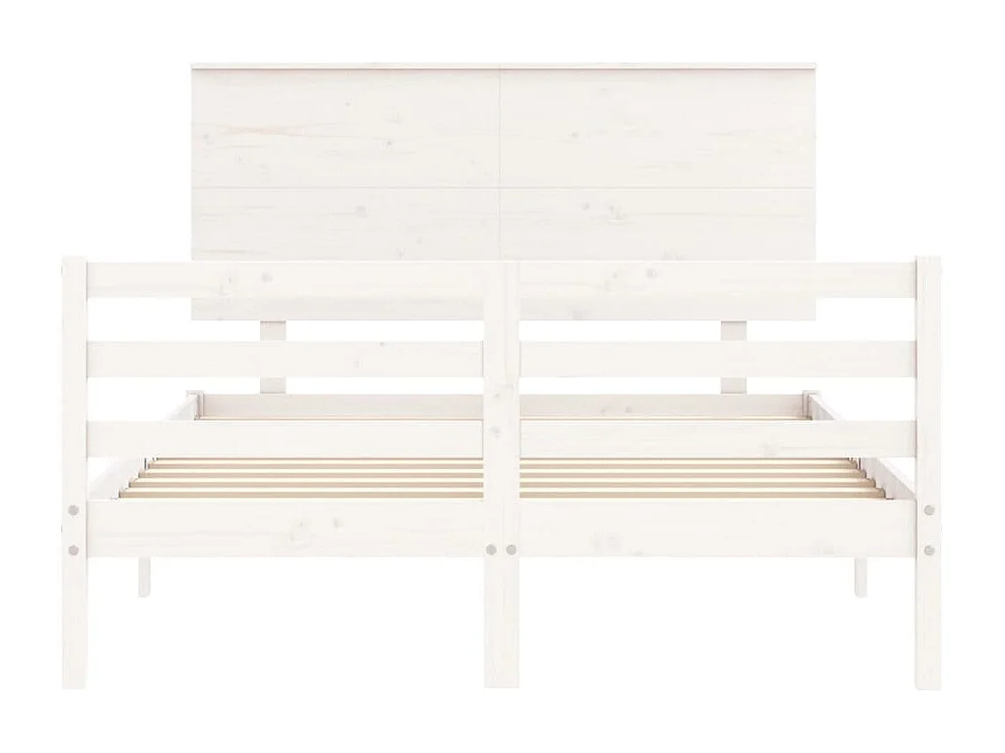 Lit double | Lit adulte | Cadre de lit blanc 140x190 cm bois massif