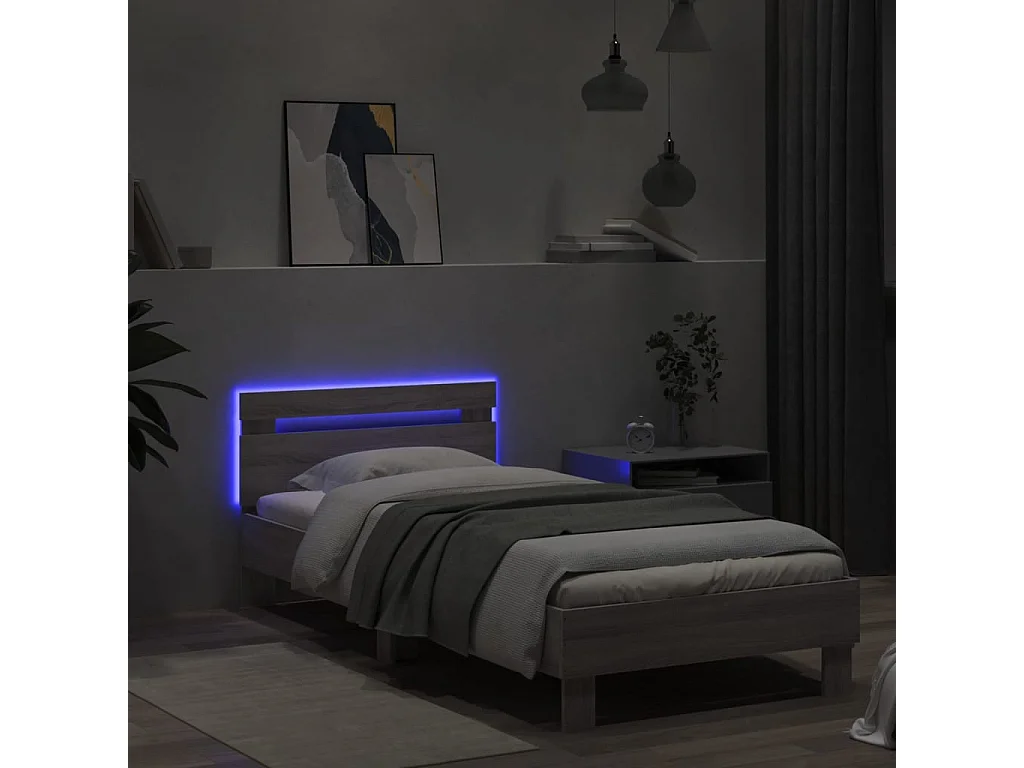 Lit simple | Lit adulte, enfant | Cadre de lit avec lumières LED 90x190 cm