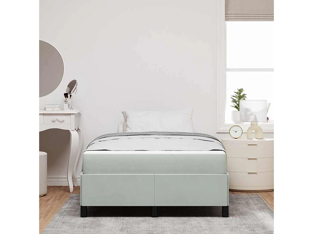 Bedframe | Eenpersoonsbed met matras Lichtgrijs 120x200 cm Stof