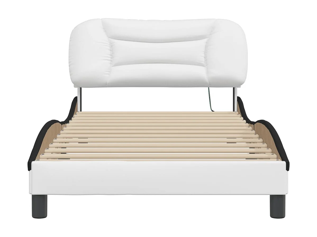 Lit simple | Lit adulte, enfant | Cadre de lit avec LED blanc et noir 100x200 cm