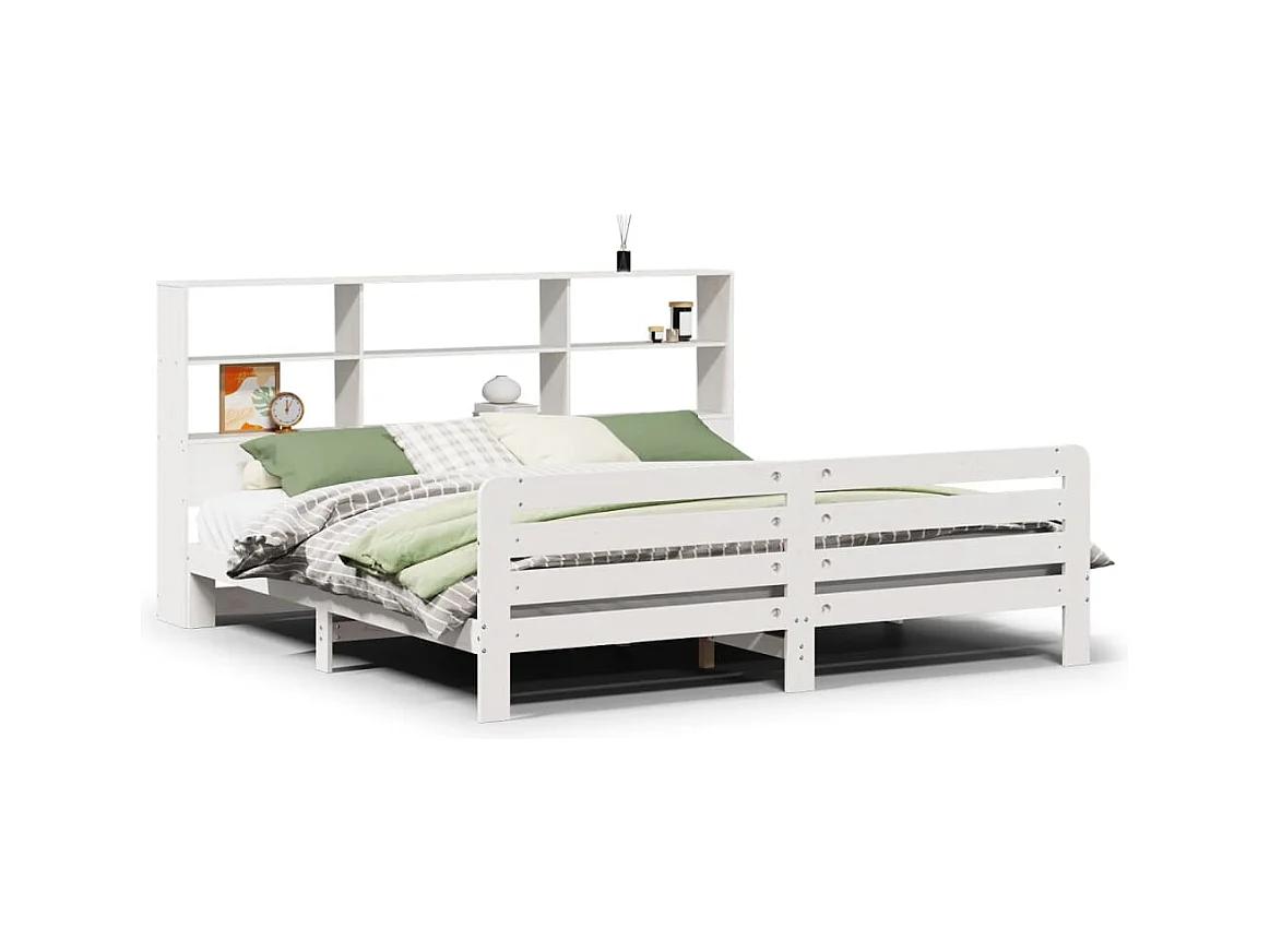 Letto per adulti | Letto matrimoniale | Giroletto senza Materasso Bianco 180x200 cm Legno Massello Pino