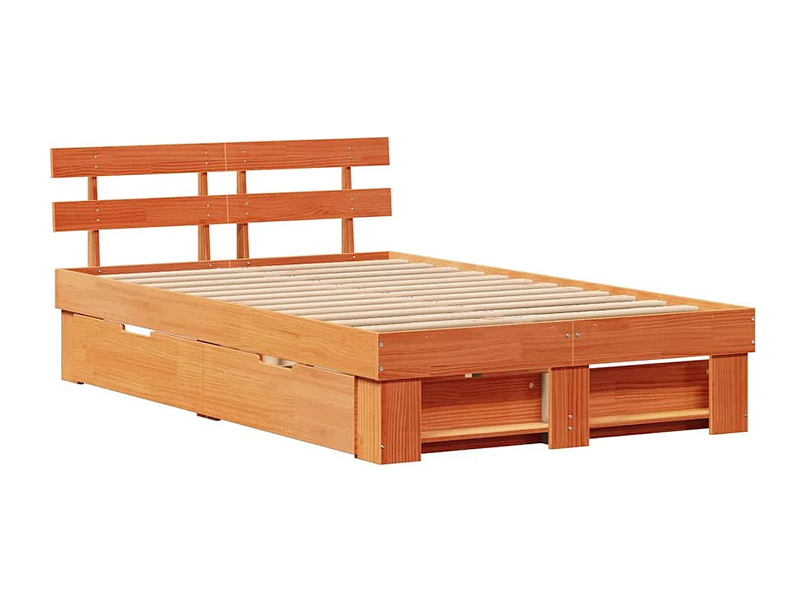 Lit simple | Lit adulte, enfant | Cadre de lit Marron cire 120x190 cm Bois massif en pin