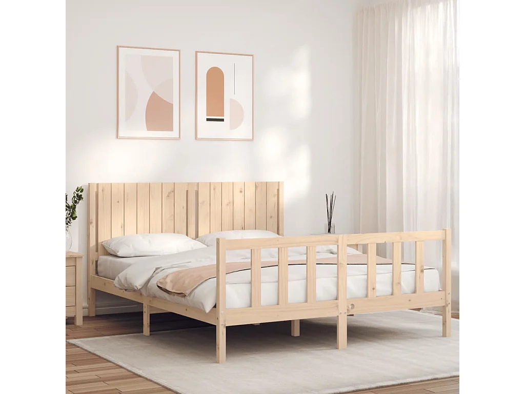 Lit double | Lit adulte | Cadre de lit 160x200 cm bois massif de pin