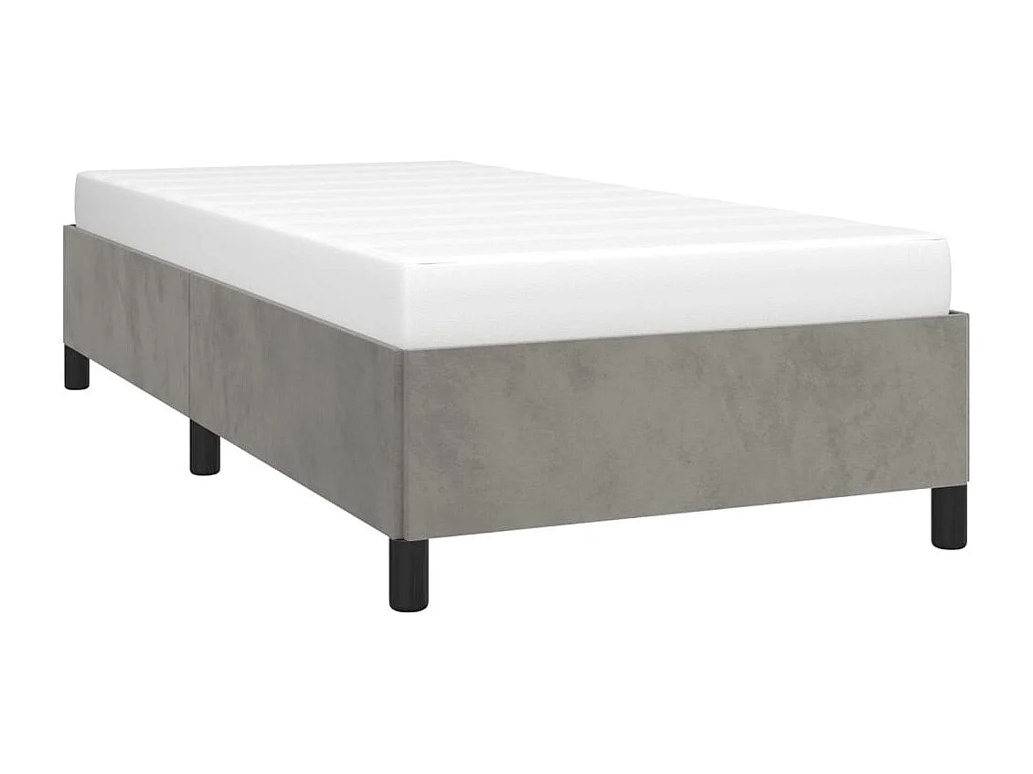 Lit simple | Lit adulte, enfant | Cadre de lit gris clair 100x200 cm velours