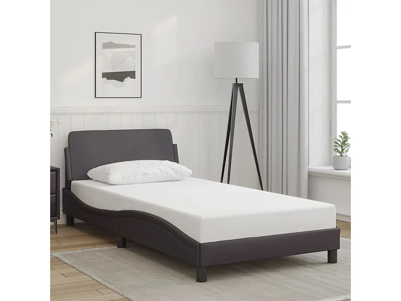 Lit simple | Lit adulte, enfant | Cadre de lit gris 100x200 cm similicuir