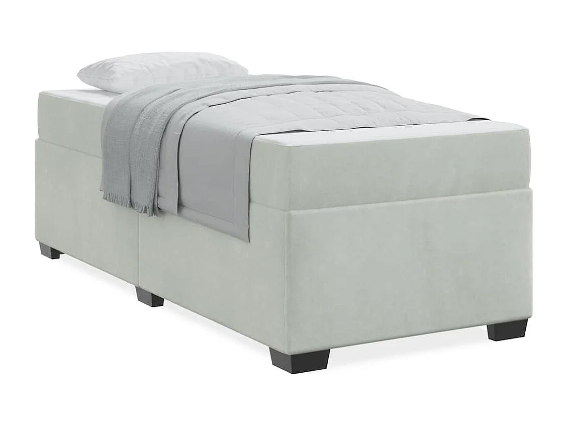 Lit simple | Lit adulte, enfant | Cadre de lit avec matelas Gris clair 80x200 cm Velours