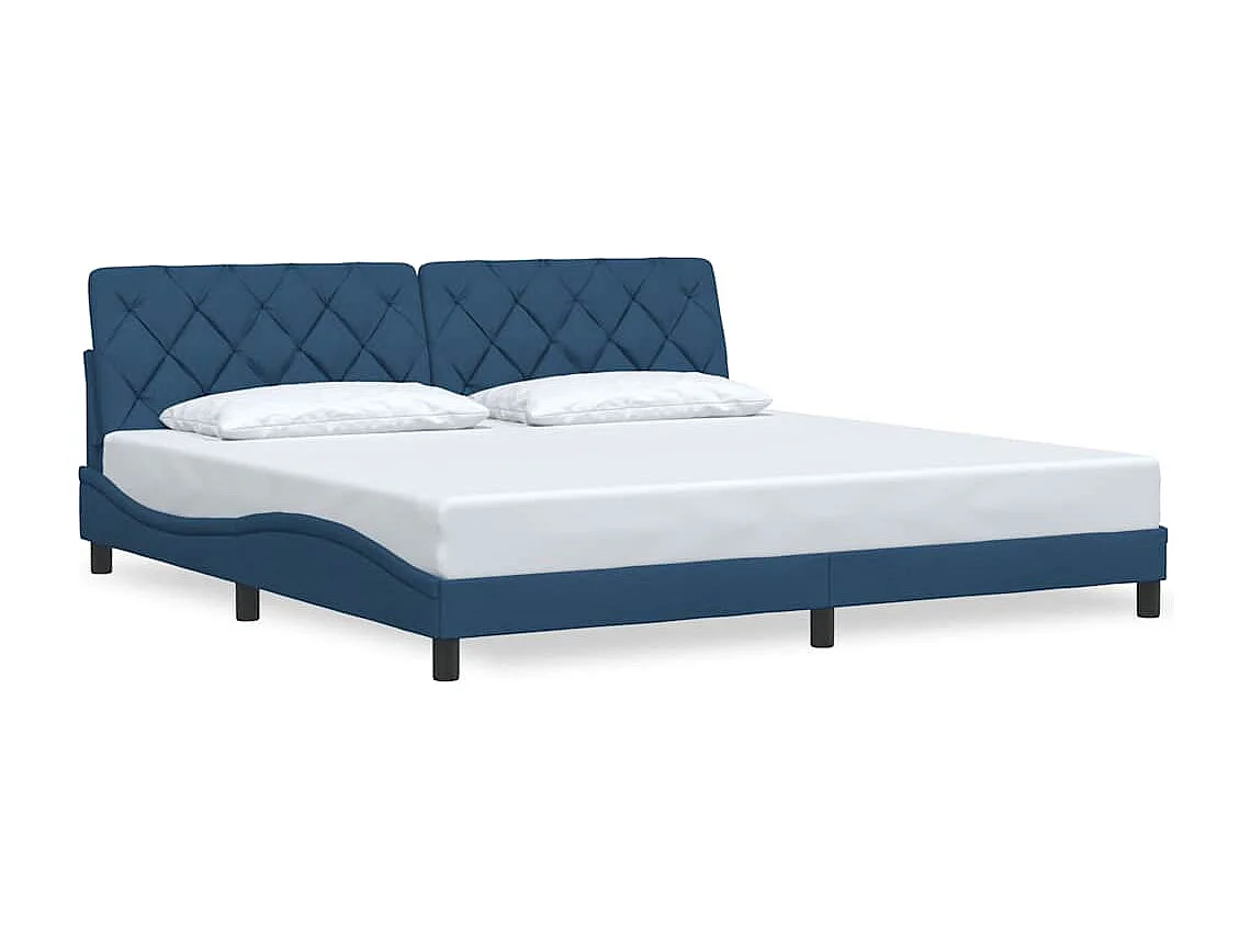 Letto per adulti | Letto matrimoniale | Giroletto senza Materasso Blu 200x200 cm in Tessuto