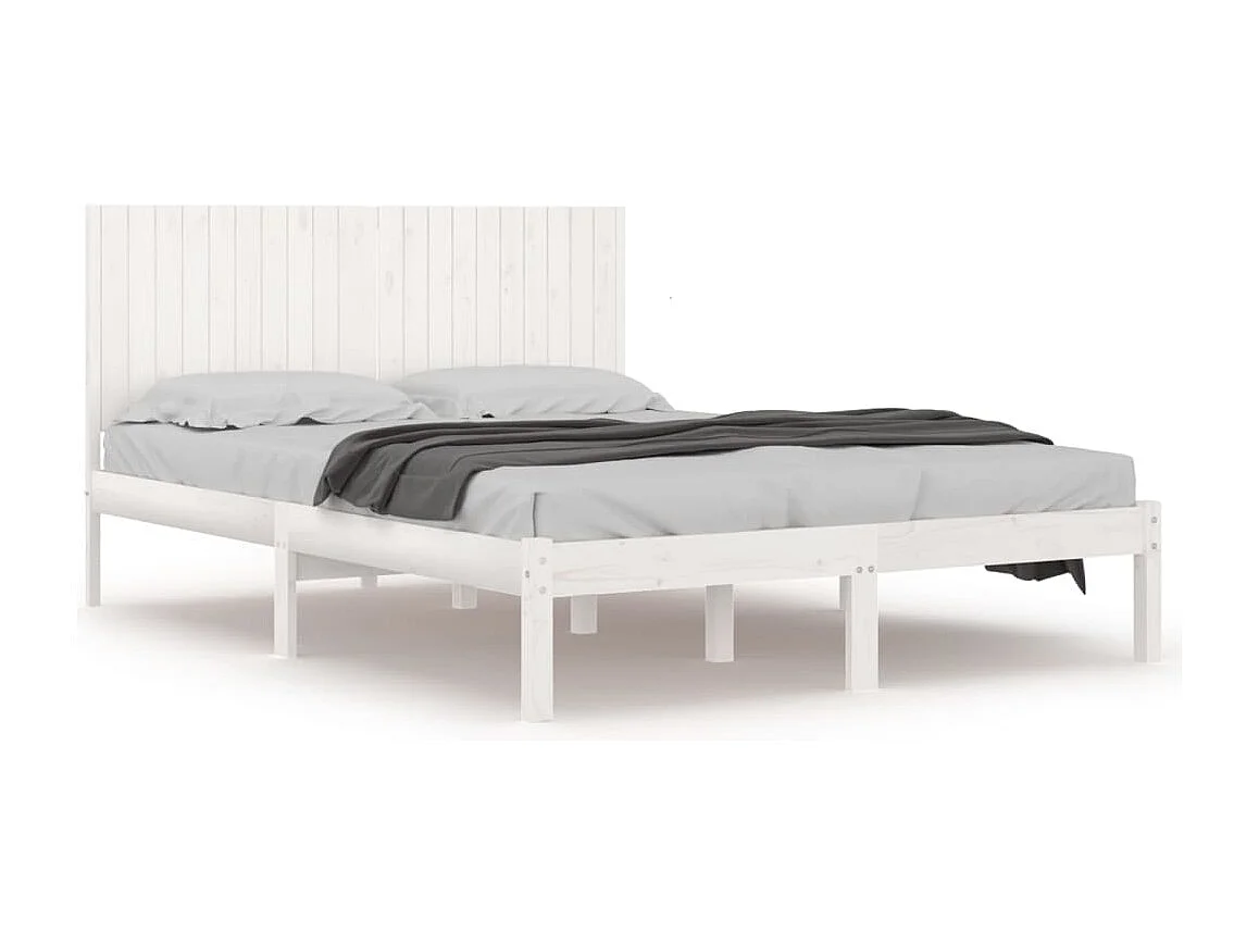 Lit double | Lit adulte | Cadre de lit blanc 200x200 cm bois massif de pin