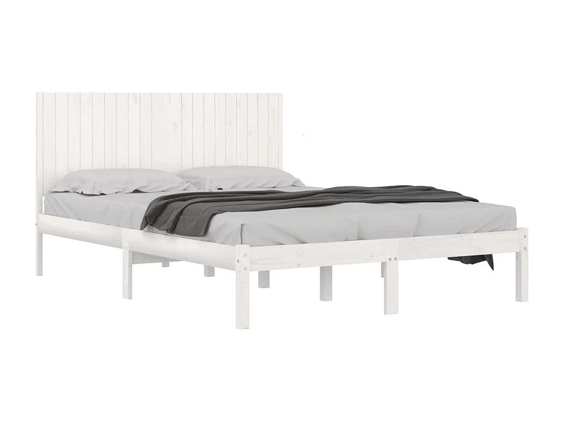 Lit double | Lit adulte | Cadre de lit blanc 200x200 cm bois massif de pin