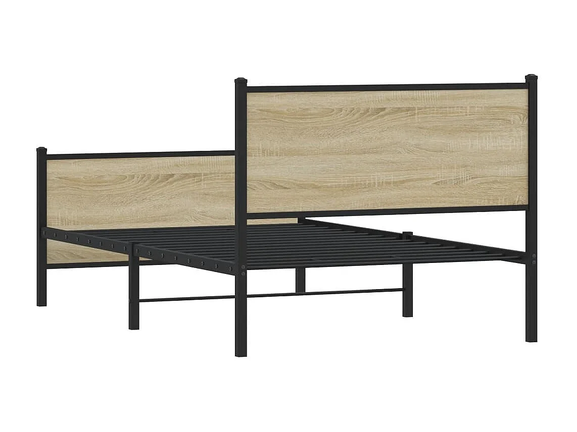 Lit simple | Lit adulte, enfant | Cadre de lit en métal chêne sonoma 107x203 cm