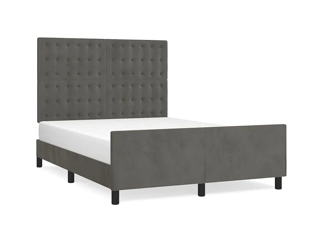 Lit double | Lit adulte | Cadre de lit gris foncé 140x190 cm velours