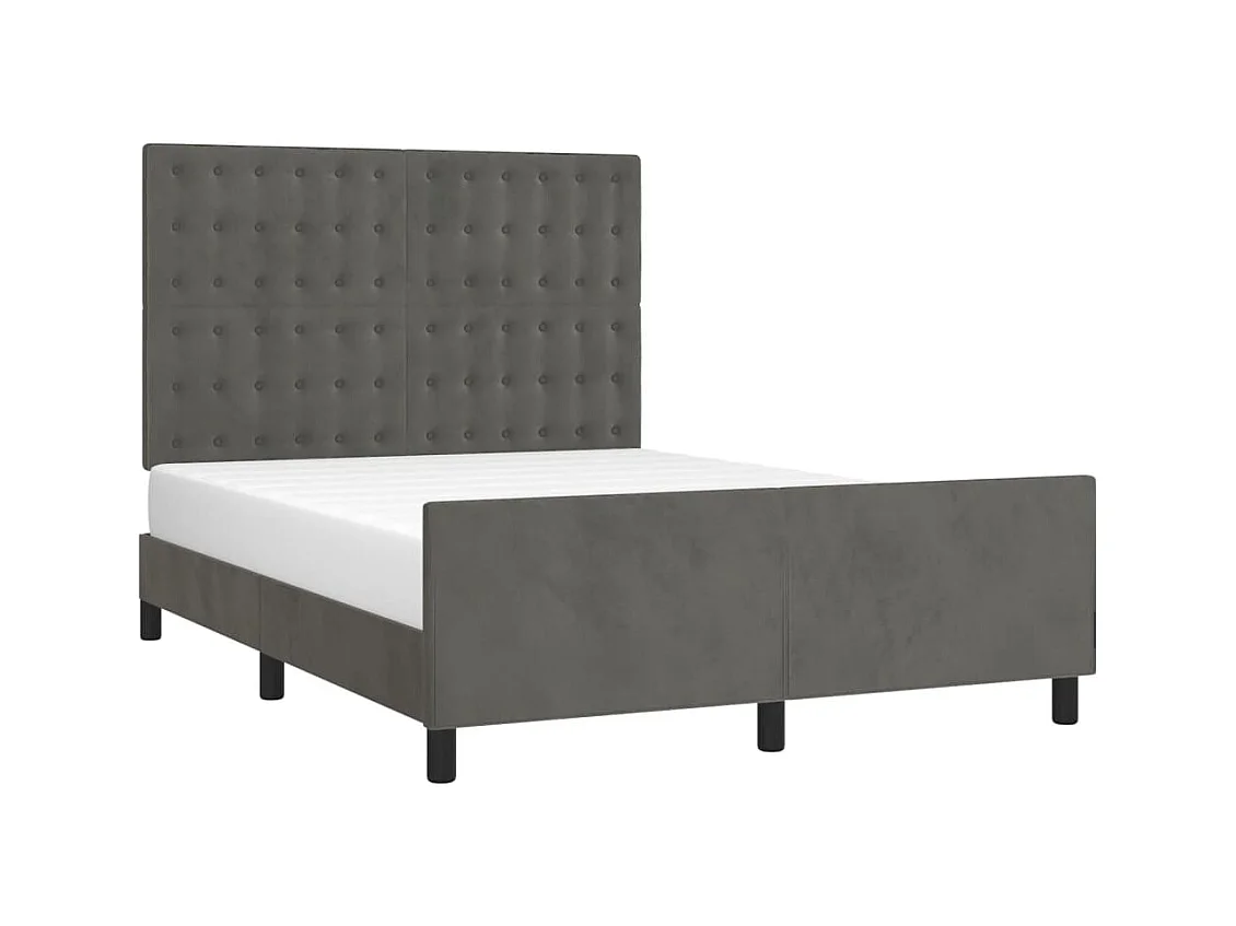 Lit double | Lit adulte | Cadre de lit gris foncé 140x190 cm velours