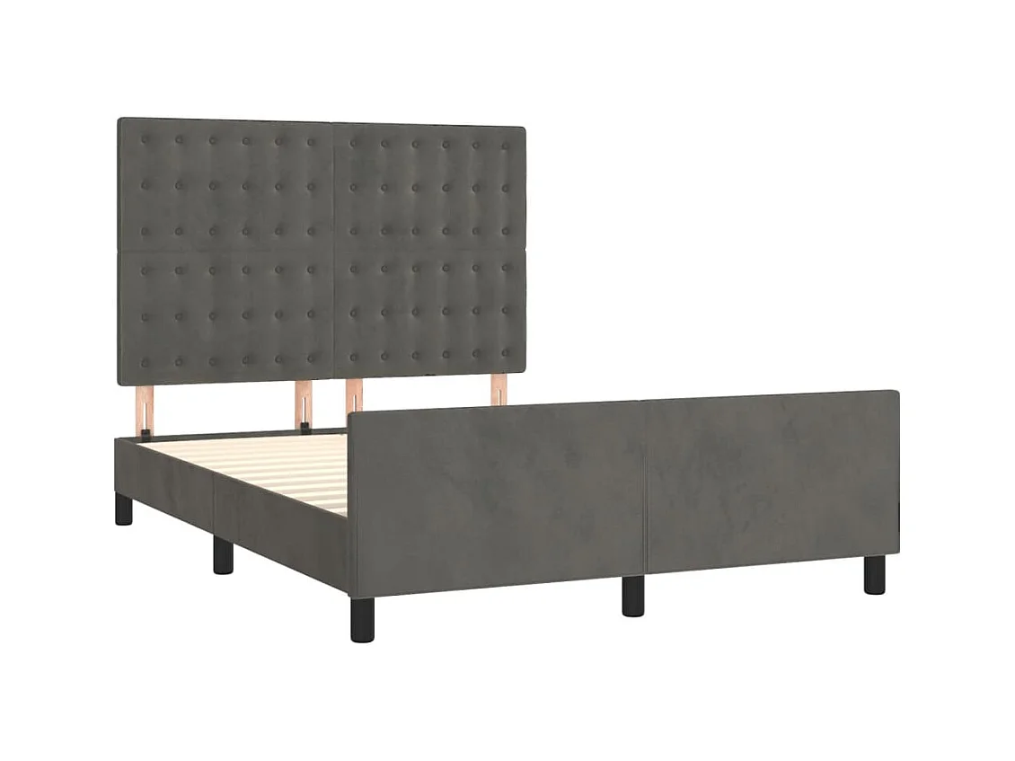 Lit double | Lit adulte | Cadre de lit gris foncé 140x190 cm velours
