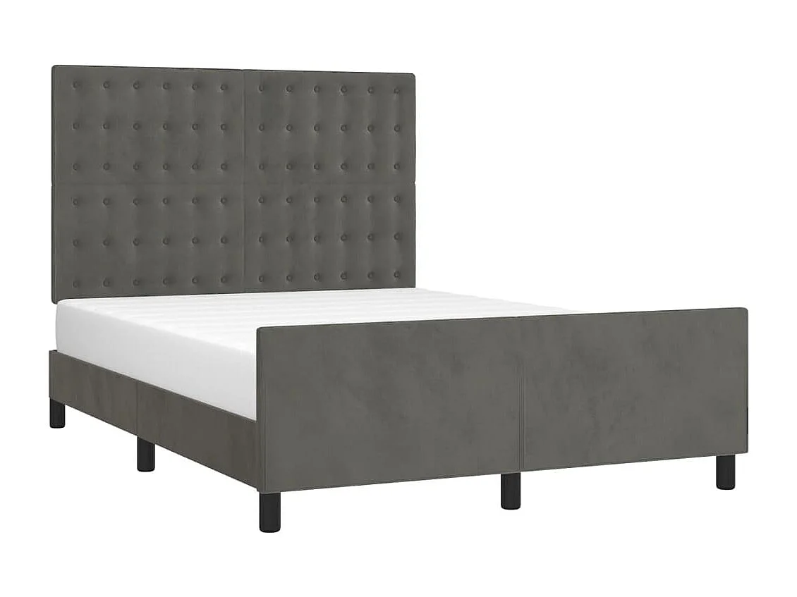 Lit double | Lit adulte | Cadre de lit gris foncé 140x190 cm velours