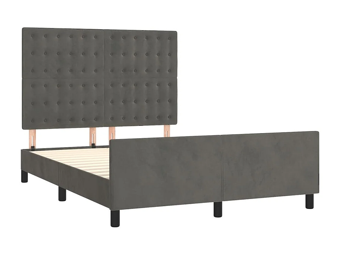Lit double | Lit adulte | Cadre de lit gris foncé 140x190 cm velours