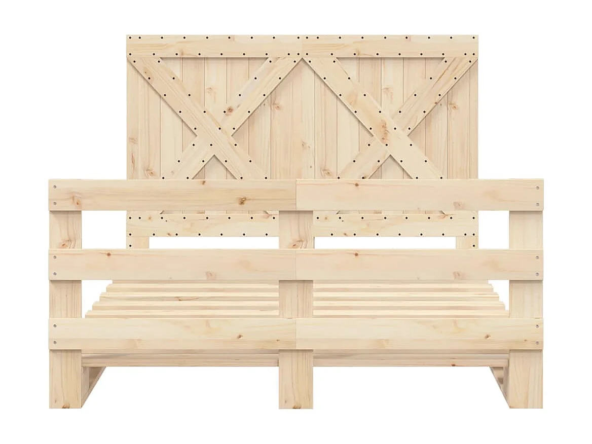 Lit double | Lit adulte | Cadre de lit avec tête de lit bois massif 140x200 cm