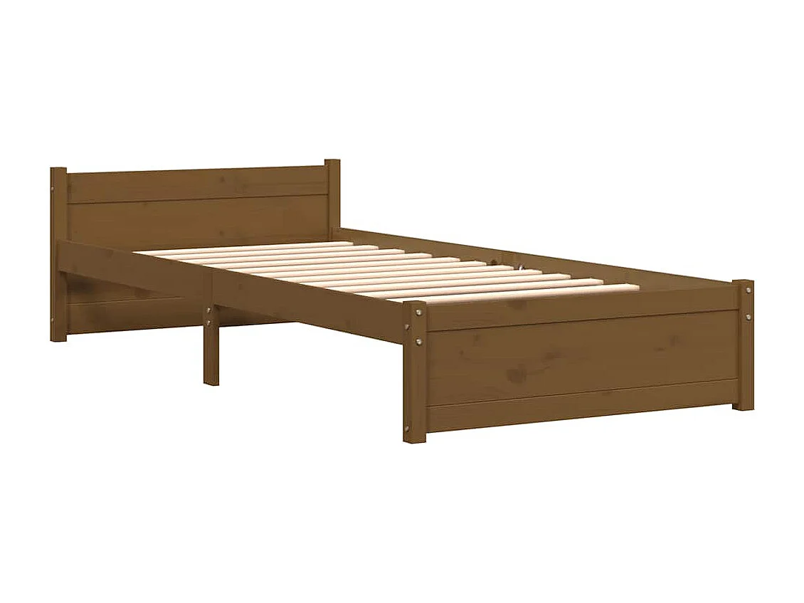 Lit simple | Lit adulte, enfant | Cadre de lit marron miel bois massif 75x190 cm