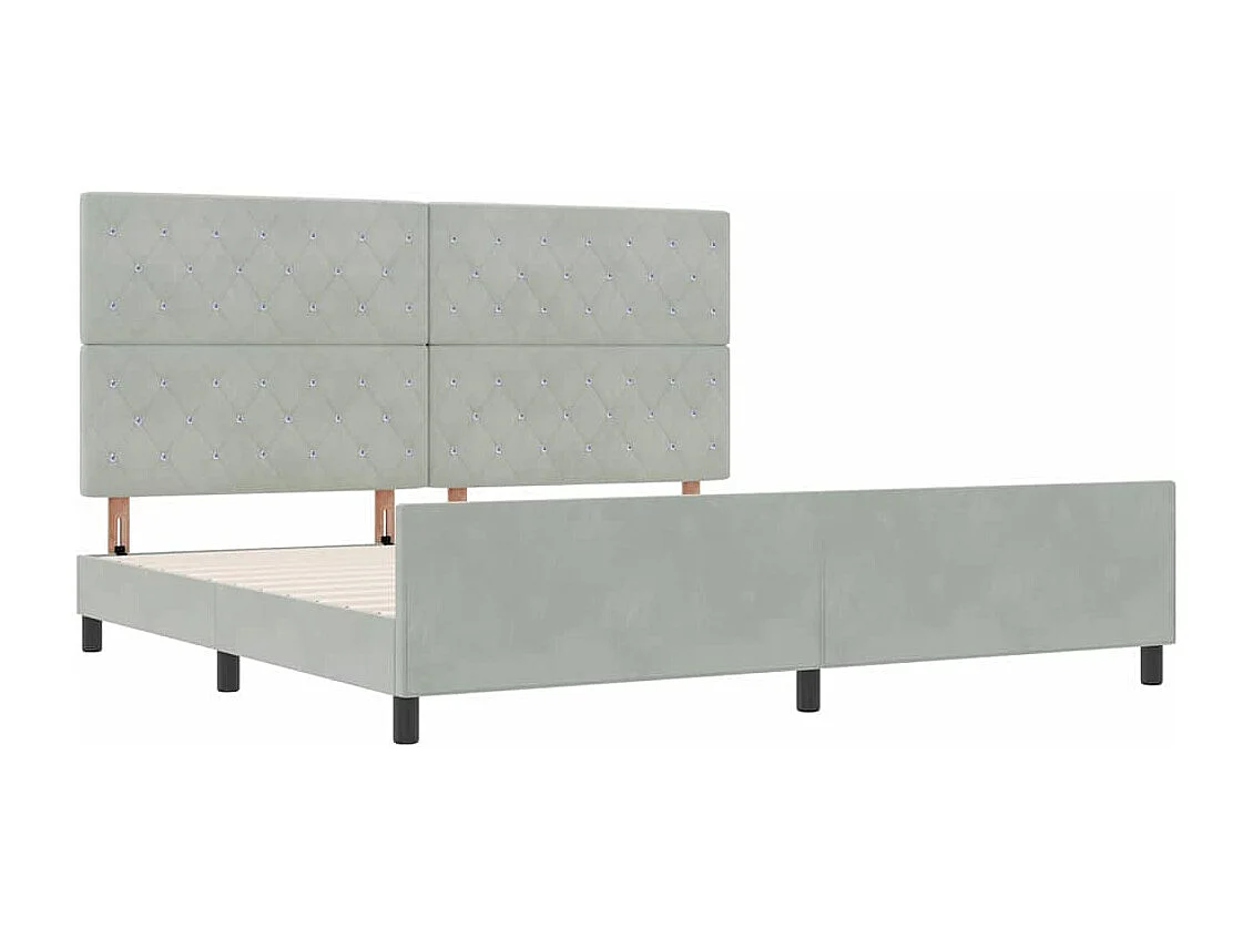 Lit double | Lit adulte | Cadre de lit avec tête de lit Gris clair 200x200 cm Velours