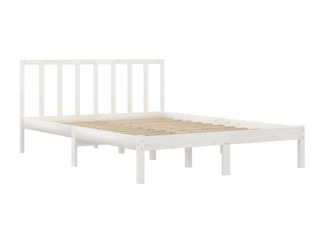 Lit double | Lit adulte | Cadre de lit blanc bois de pin massif 160x200 cm