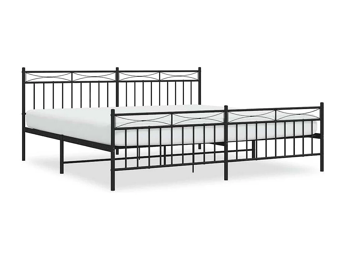 Lit double | Lit adulte | Cadre de lit métal avec pied de lit noir 193x203cm
