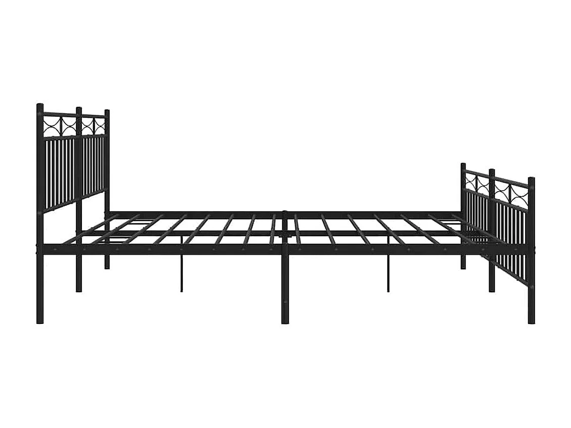 Lit double | Lit adulte | Cadre de lit métal avec pied de lit noir 193x203cm