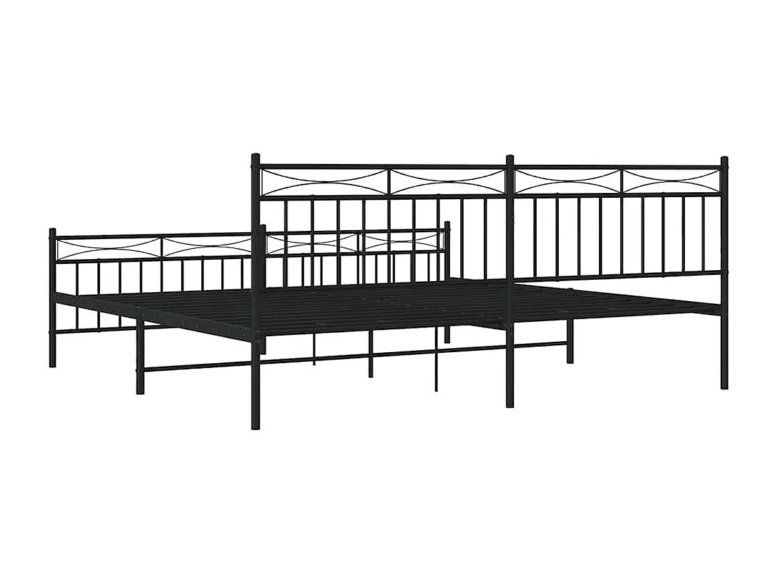 Lit double | Lit adulte | Cadre de lit métal avec pied de lit noir 193x203cm
