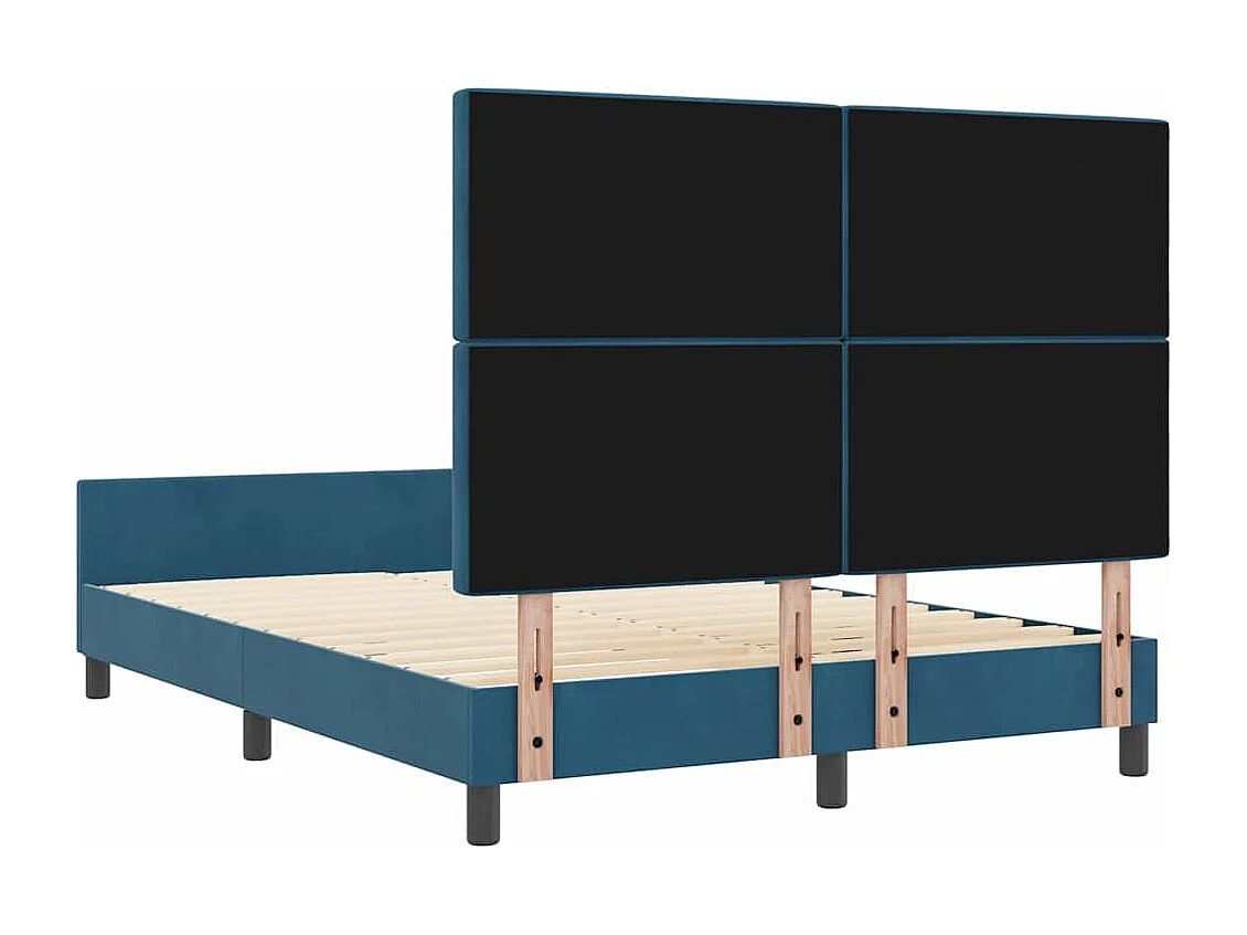 Lit double | Lit adulte | Cadre de lit avec tête de lit Bleu foncé 140x200 cm Velours
