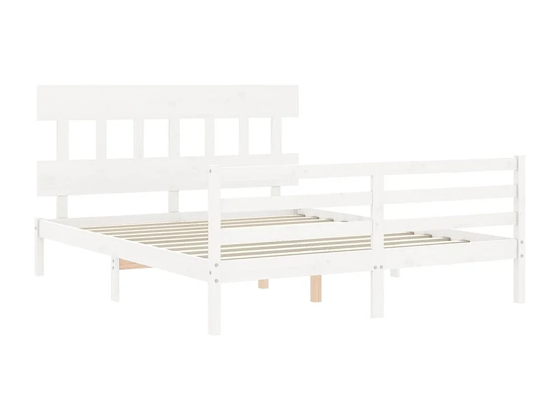 Lit double | Lit adulte | Cadre de lit blanc 160x200 cm bois massif