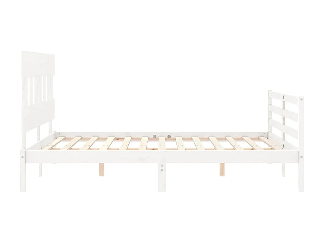 Lit double | Lit adulte | Cadre de lit blanc 160x200 cm bois massif