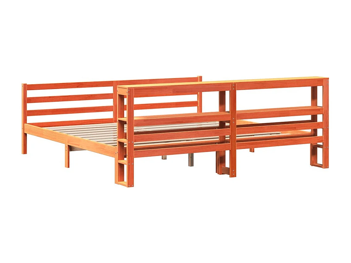 Lit double | Lit adulte | Cadre de lit cire marron 200x200cm bois pin massif