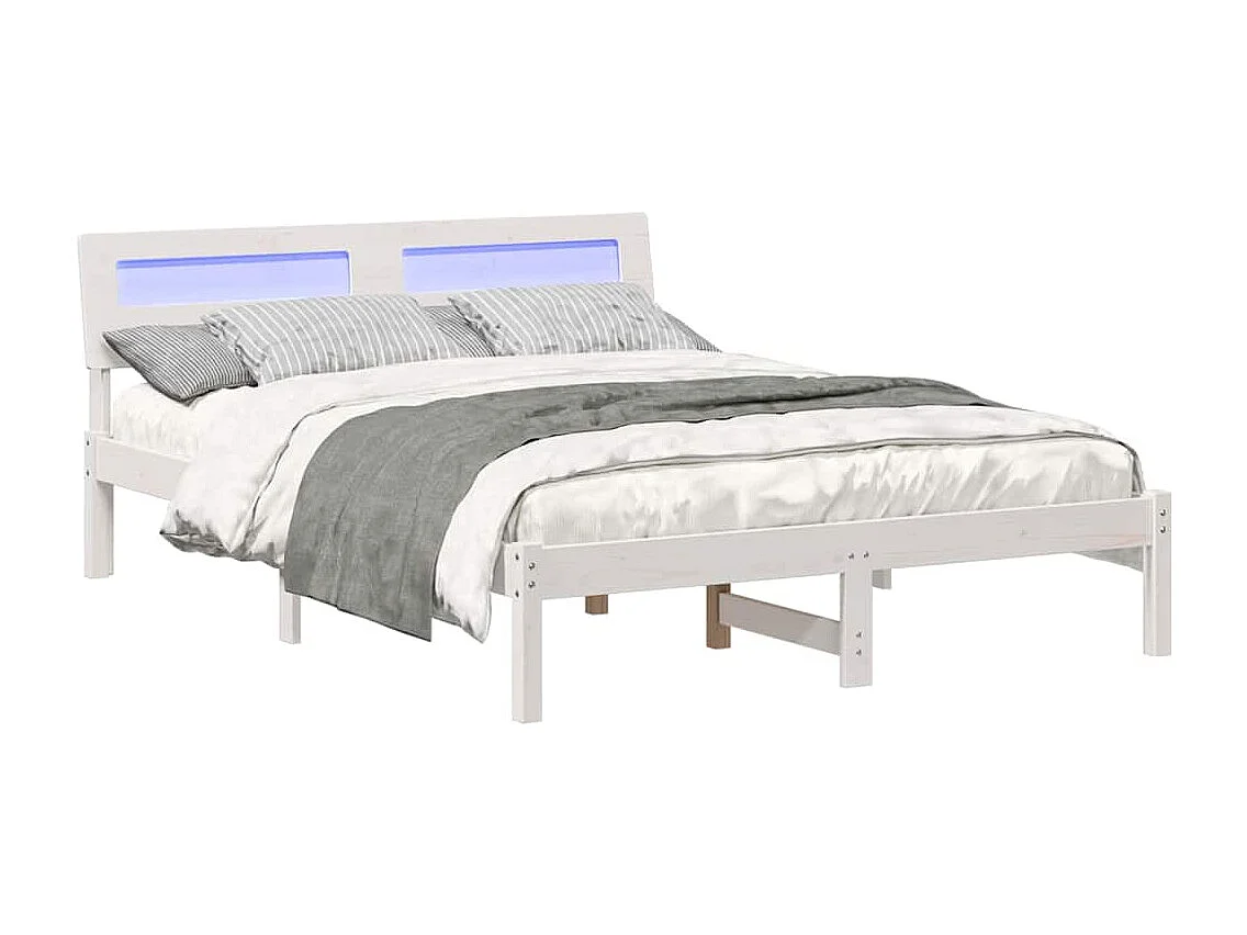 Lit double | Lit adulte | Cadre de lit Blanc 135x190 cm Bois massif en pin