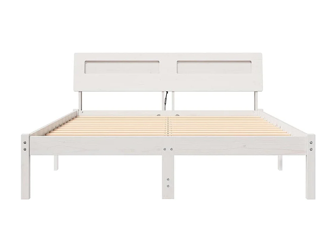 Lit double | Lit adulte | Cadre de lit Blanc 135x190 cm Bois massif en pin
