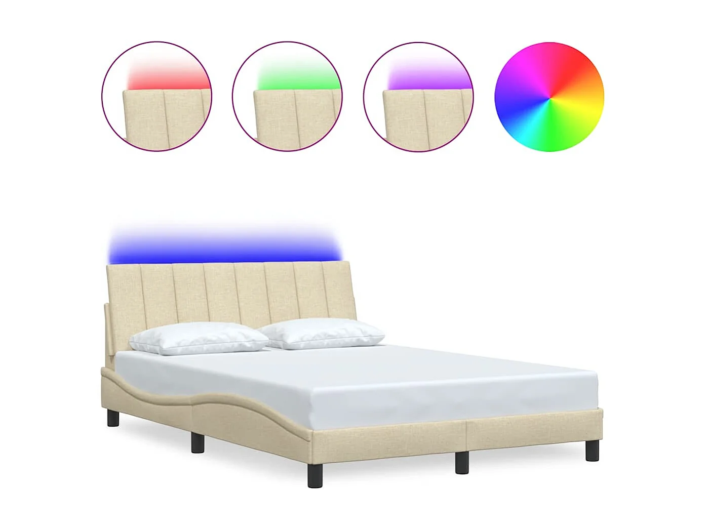 Bedframe | Tweepersoonsbed zonder matras "Hanko" stof crmekleurig 140x190 cm