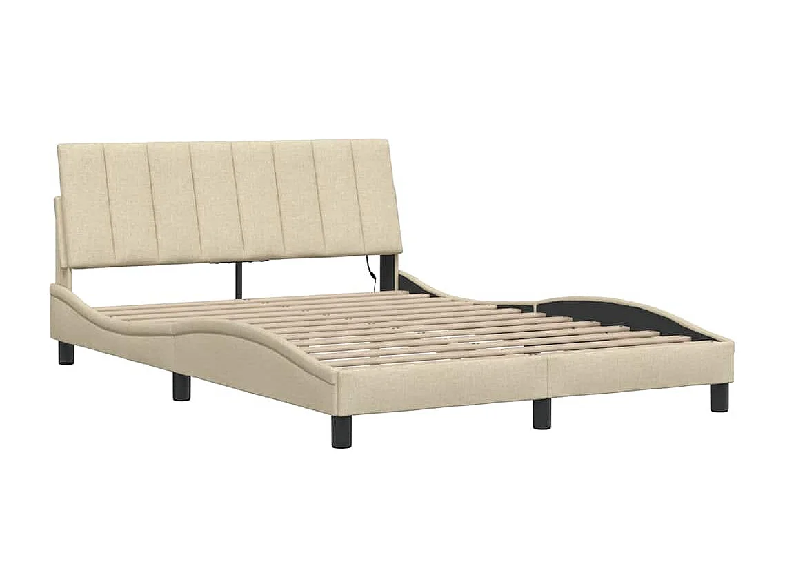 Bedframe | Tweepersoonsbed zonder matras "Hanko" stof crmekleurig 140x190 cm