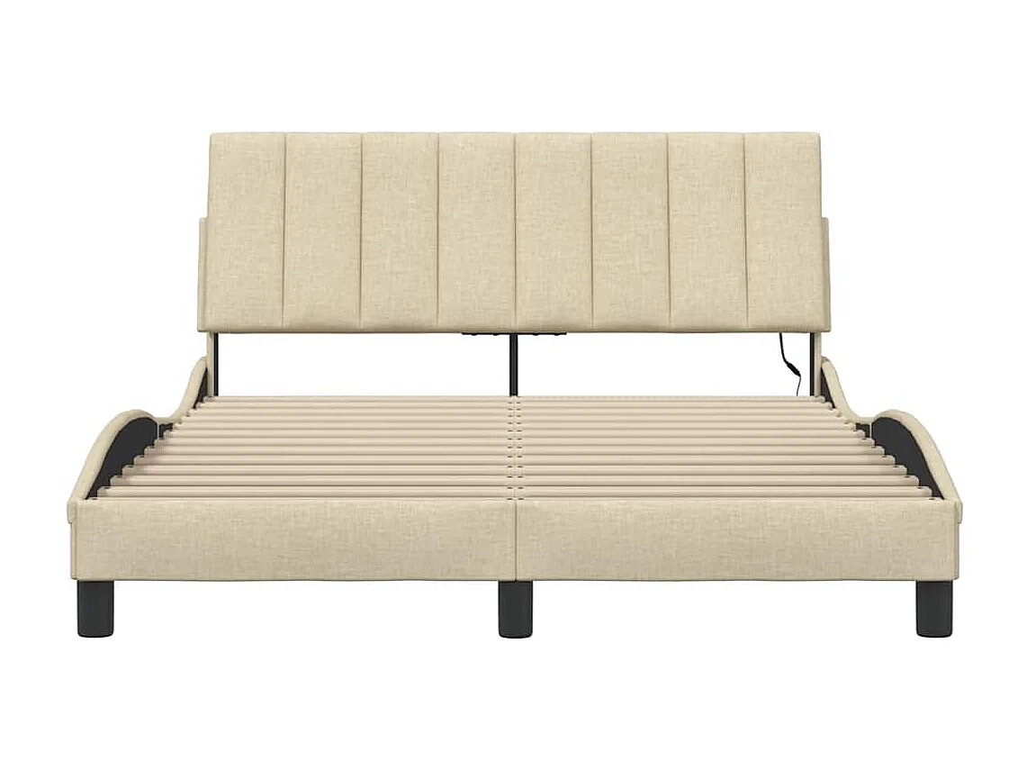 Bedframe | Tweepersoonsbed zonder matras "Hanko" stof crmekleurig 140x190 cm