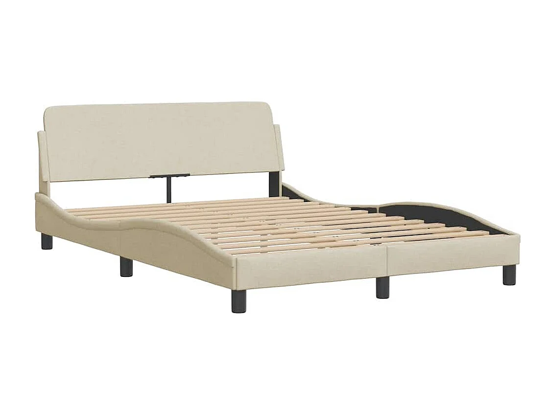 Bedframe | Tweepersoonsbed zonder matras "Hanko" stof crmekleurig 140x190 cm