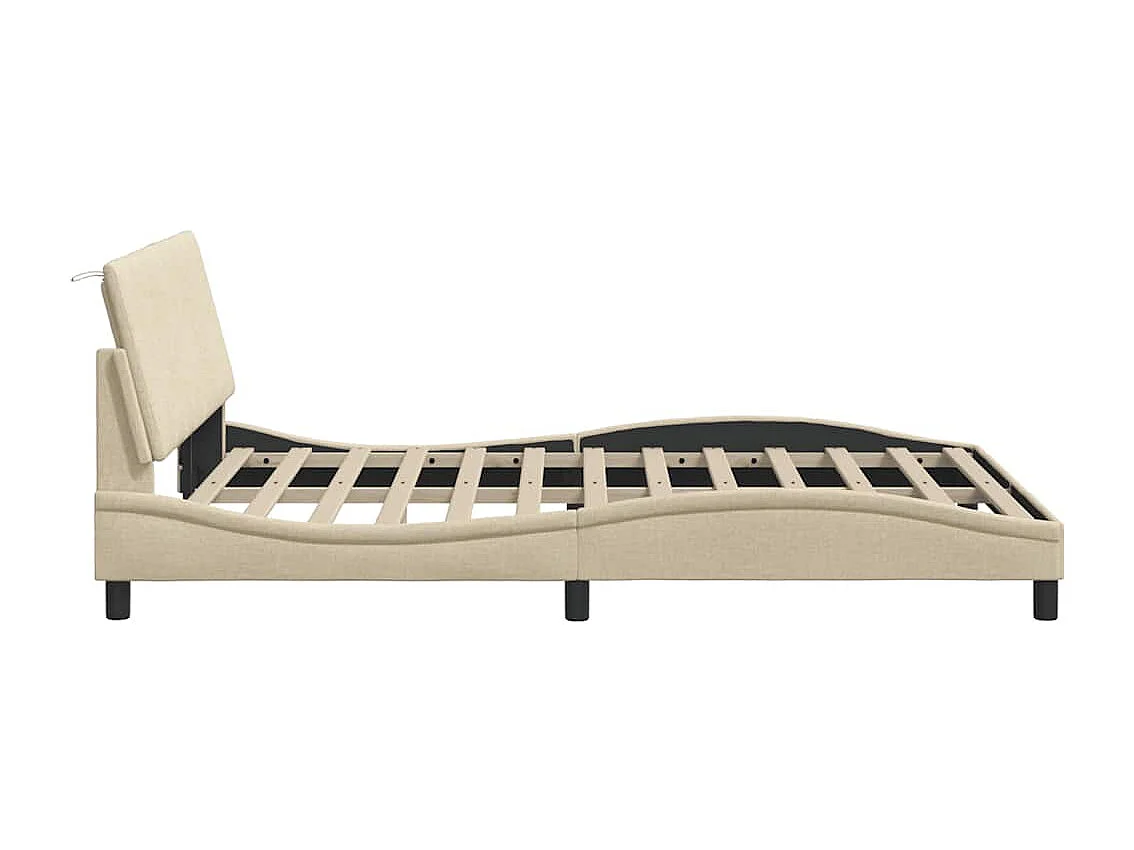 Bedframe | Tweepersoonsbed zonder matras "Hanko" stof crmekleurig 140x190 cm