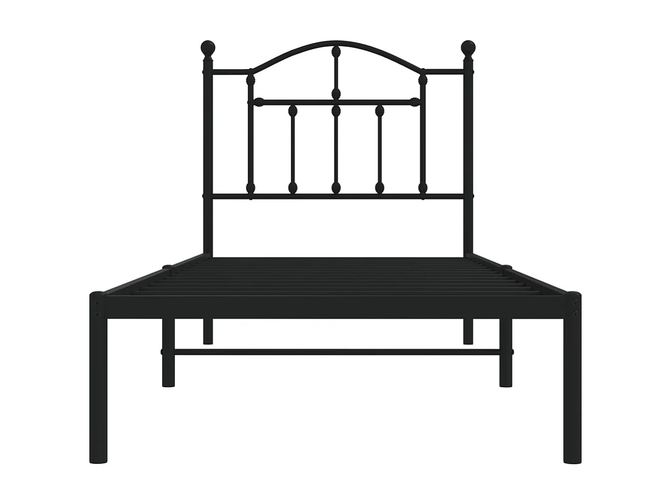 Lit simple | Lit adulte, enfant | Cadre de lit métal avec tête de lit noir 90x200 cm