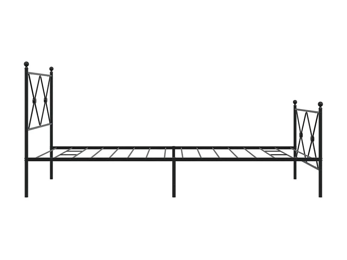 Lit simple | Lit adulte, enfant | Cadre de lit métal avec pied de lit noir 100x190cm