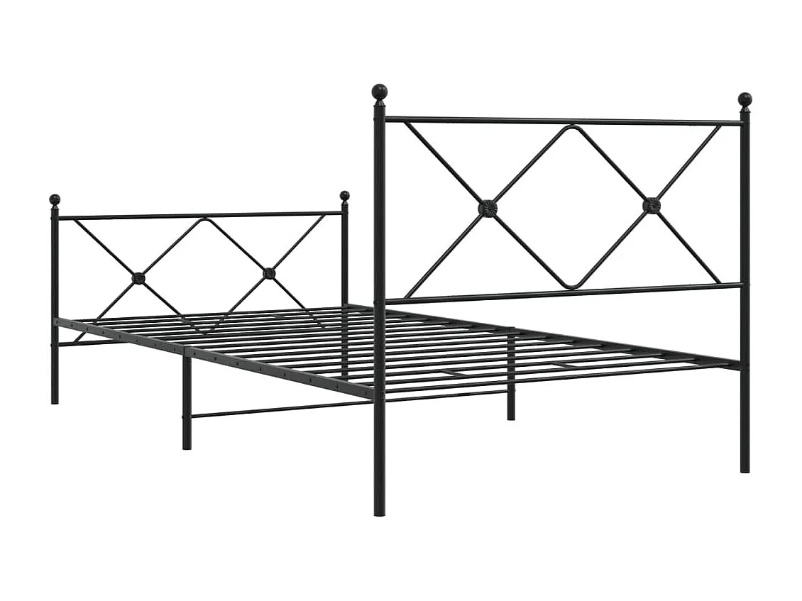 Lit simple | Lit adulte, enfant | Cadre de lit métal avec pied de lit noir 100x190cm